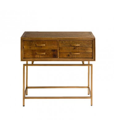 Aged wood and gold metal console