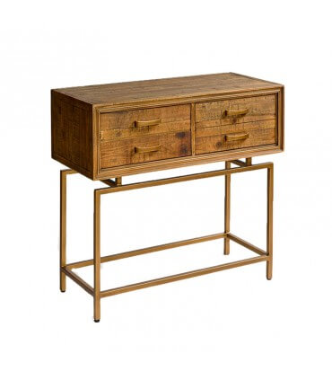 Aged wood and gold metal console