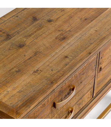 Aged wood and gold metal console