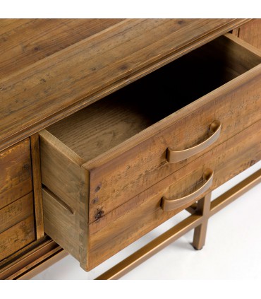 Aged wood and gold metal console