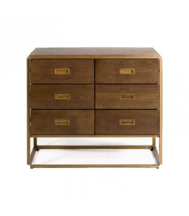 6-drawer chest in oak and metal