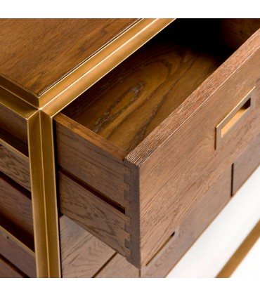 6-drawer chest in oak and metal