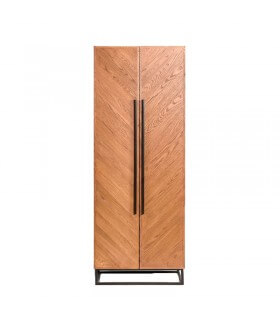 Oak and metal wardrobe
