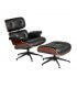 Leather armchair and footrest