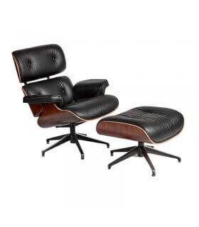Leather armchair and footrest