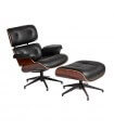 Leather armchair and footrest
