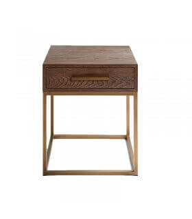 Oak and metal bedside table