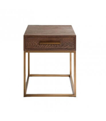 Oak and metal bedside table