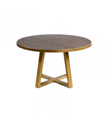 Round wood and metal table