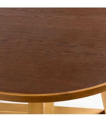 Round wood and metal table