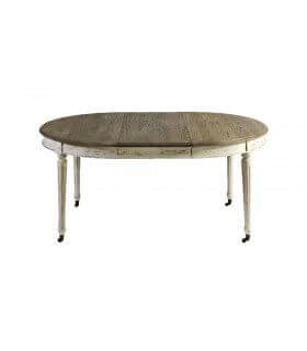 Aged and gray wood extendable table