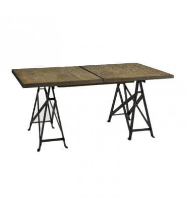 Extendable wood and metal table
