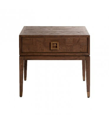 Oak and metal bedside table
