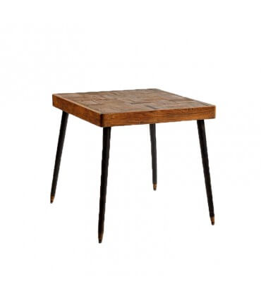 Square table in wood and metal