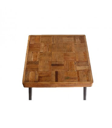 Square table in wood and metal