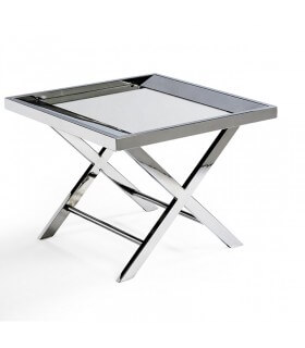Mesa axiliar de acero y espejo