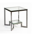 Glass and steel side table