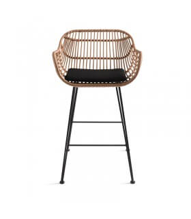 Black leg rattan stool