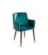 Blue velvet armchair with wooden legs