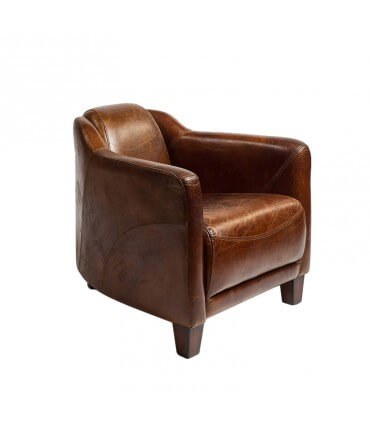 Aged cowhide armchair