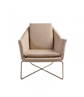 Linen and gold metal armchair
