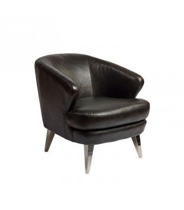 Black aged leather armchair