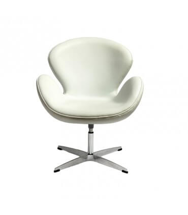 Steel and white leatherette armchair