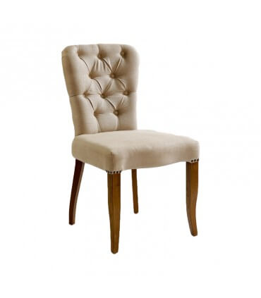 Linen and oak chair with studs